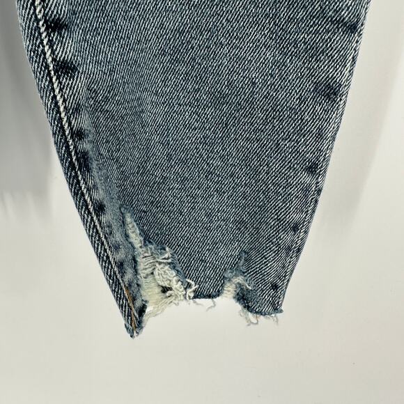 GOOD AMERICAN NWT Good Waist Chew Hem Cropped Jeans In Blue799 // 0 (25) - Picture 9 of 15